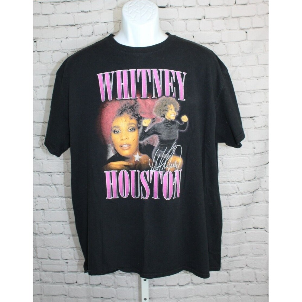 Vintage‎ Style Whitney Houston Graphic Tee T-Shirt Unisex Size XL Black EUC